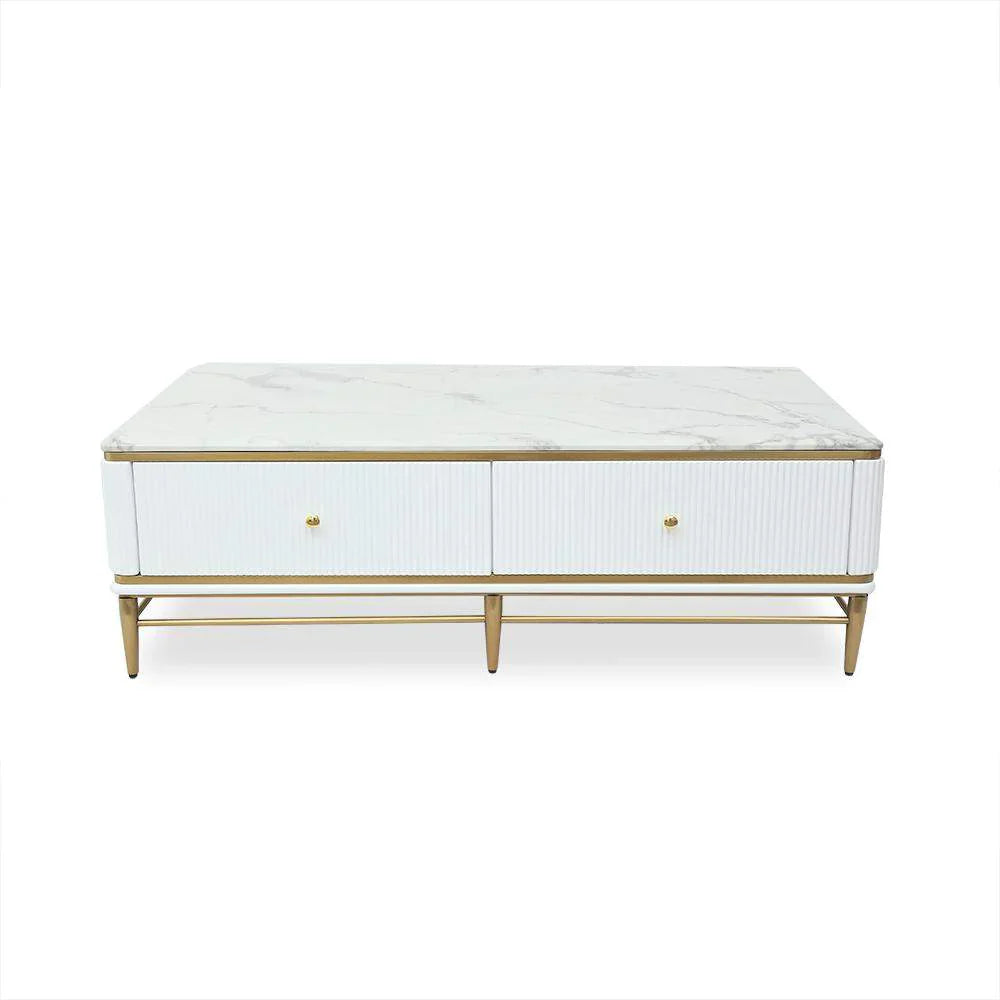 Edena Ribbed Furniture Range - White & Gold Furnish 365 Limited