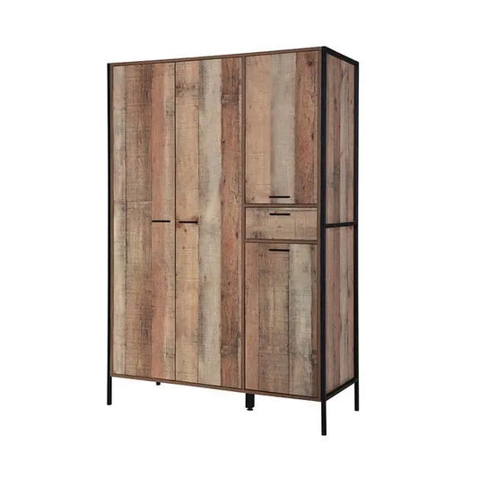 HOXTON 4 DOOR WARDROBE DISTRESSED OAK EFFECT - Grab Some Furniture