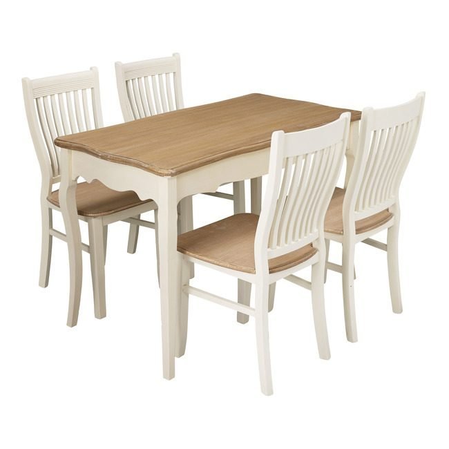 JULIETTE DINING TABLE CREAM WITH 4 CHAIRS - Grab Some Furniture