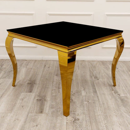 Louis Gold 1m Dining Table with Black Glass Furnish 365 Limited