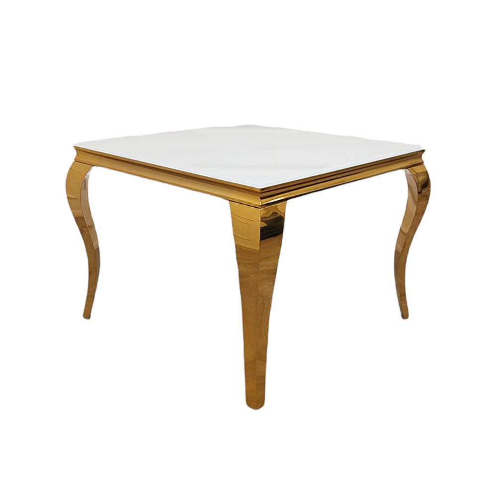 Louis Gold 1m Dining Table with White Glass Furnish 365 Limited