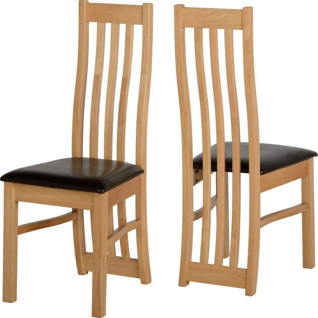 Ainsley Chair Oak Veneer/Brown Faux Leather (Sold as 2) - Grab Some Furniture