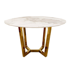 Lucien Gold 1.2 Round Dining Table with Sintered Stone Top Furnish 365 Limited