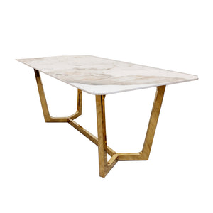 Lucien 1.8 Gold Dining Table with Pandora Gold Sintered Stone Top Furnish 365 Limited