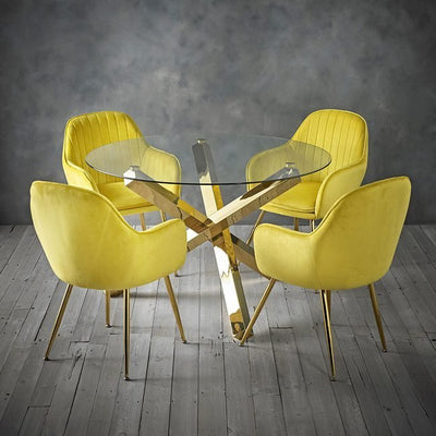 LARA DINING CHAIR ROYAL WITH GOLD LEGS (PAIR OF 2)