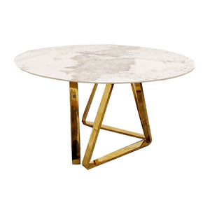 Nero Gold 1.3 Round Dining Table with Sintered Stone Top Furnish 365 Limited