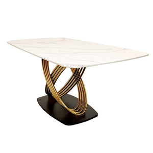 Orion Gold 1.8 Dining Table with Polar White Sintered Stone Top Furnish 365 Limited