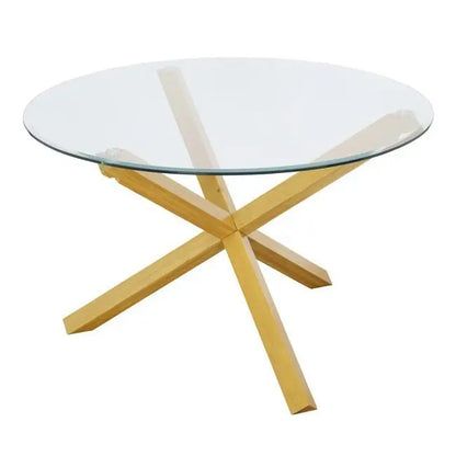 Oporto Dining Table Oak with Glass Top My Store