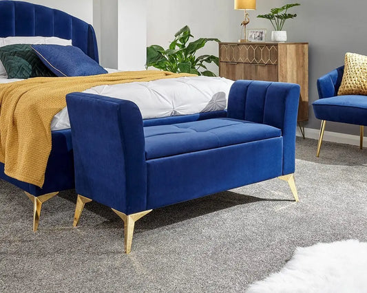 Pettine Ottoman Storage Bench Tranquil Blue My Store