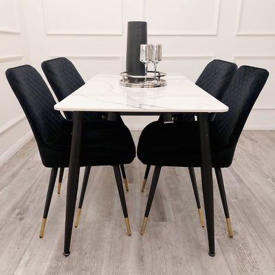 Titus 1.4 Black Dining Table with Sintered Stone Top Furnish 365 Limited