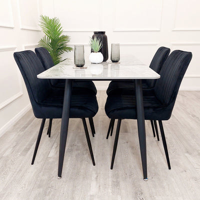 Titus 1.4 Black Dining Table with Sintered Stone Top Furnish 365 Limited