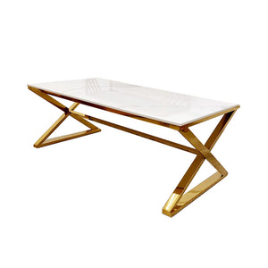 Zion Gold Coffee Table with Polar White Sintered Top Furnish 365 Limited