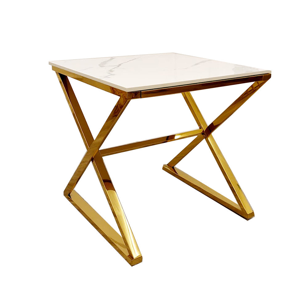 Zion Gold Lamp Table with Polar White Sintered Top Furnish 365 Limited