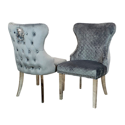 Chelsea Dining Chair ALL COLOURS with Lion Knocker & Buttoned Back Furnish 365 Limited