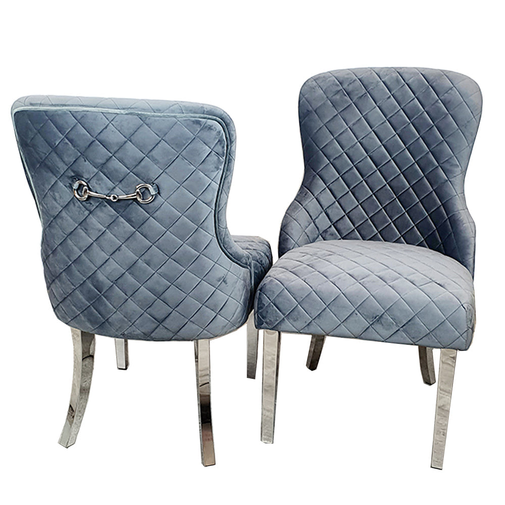 Kate Dining Chair ALL COLOURS with Chrome Clasp & Quilted Back Furnish 365 Limited