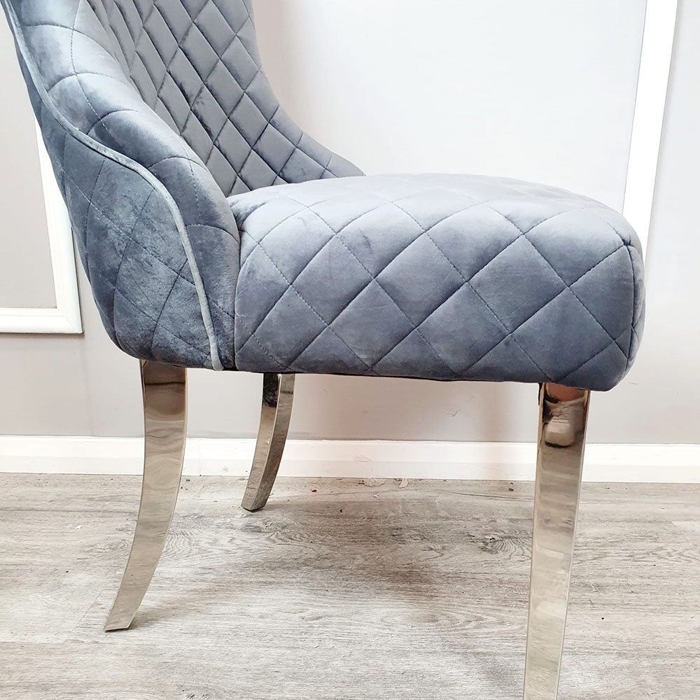 Kate Dining Chair ALL COLOURS with Chrome Clasp & Quilted Back Furnish 365 Limited