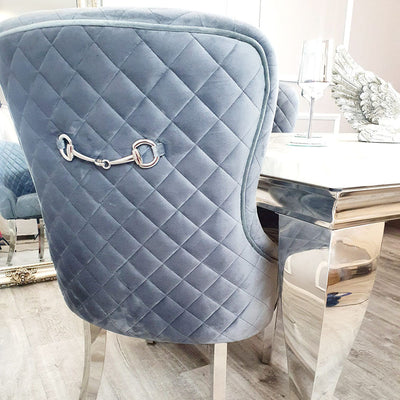 Kate Dining Chair ALL COLOURS with Chrome Clasp & Quilted Back Furnish 365 Limited