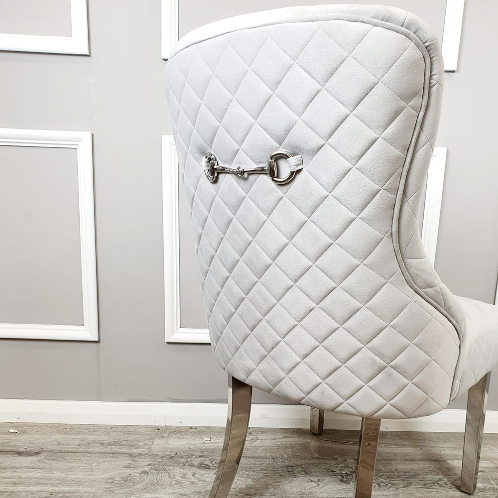 Kate Dining Chair ALL COLOURS with Chrome Clasp & Quilted Back Furnish 365 Limited