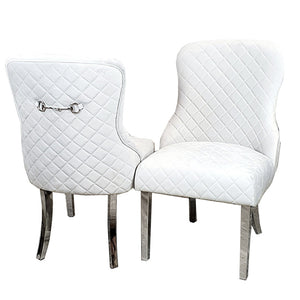 Kate Dining Chair ALL COLOURS with Chrome Clasp & Quilted Back Furnish 365 Limited