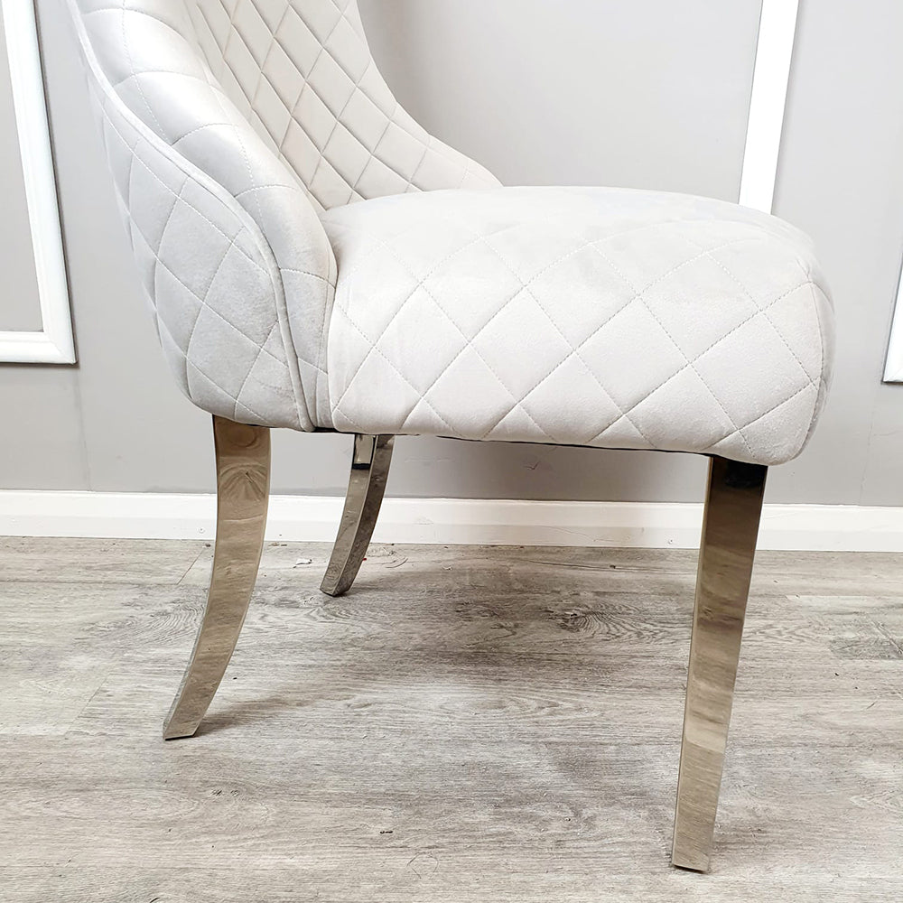 Kate Dining Chair ALL COLOURS with Chrome Clasp & Quilted Back Furnish 365 Limited