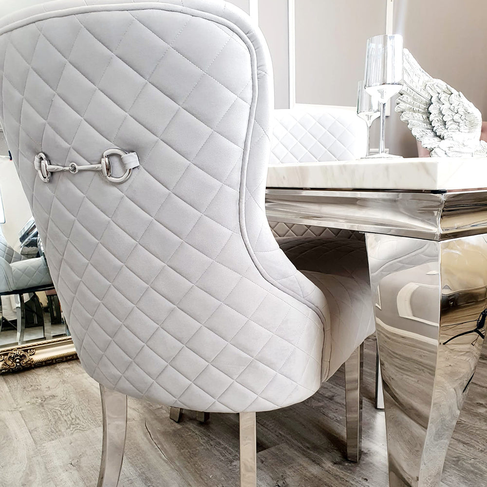 Kate Dining Chair ALL COLOURS with Chrome Clasp & Quilted Back Furnish 365 Limited