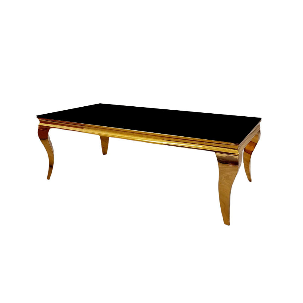 Louis Gold Coffee Table with Black Glass Top Furnish 365 Limited