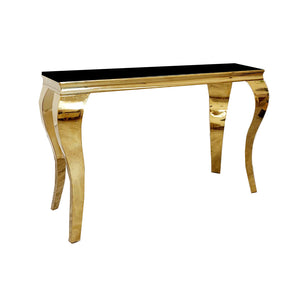 Louis Gold Console Table in Black Glass Top Furnish 365 Limited