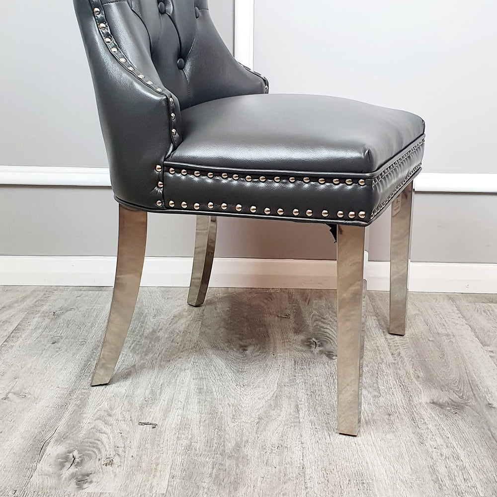 Mayfair Leather Dining Chairs ALL COLOURS Plain Back/Square Knocker Furnish 365 Limited