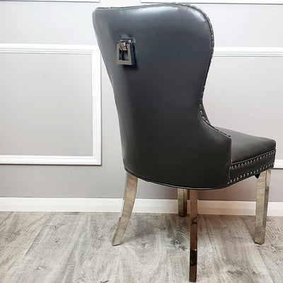 Mayfair Leather Dining Chairs ALL COLOURS Plain Back/Square Knocker Furnish 365 Limited