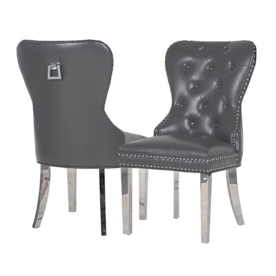 Mayfair Leather Dining Chairs ALL COLOURS Plain Back/Square Knocker Furnish 365 Limited