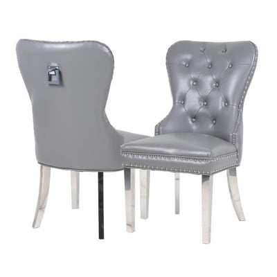 Mayfair Leather Dining Chairs ALL COLOURS Plain Back/Square Knocker Furnish 365 Limited