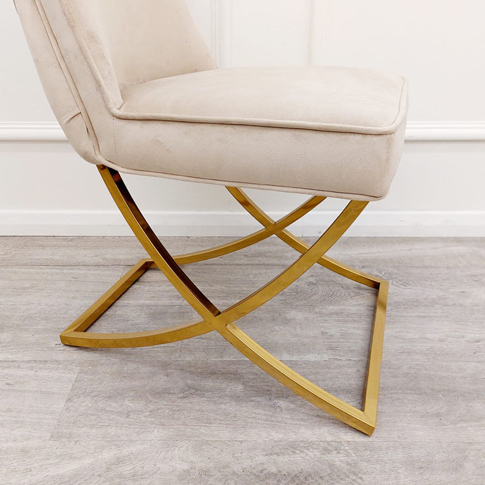 Sandhurst X Leg Dining Chair in Gold Furnish 365 Limited