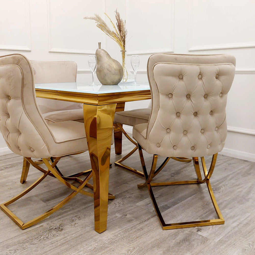 Sandhurst X Leg Dining Chair in Gold Furnish 365 Limited