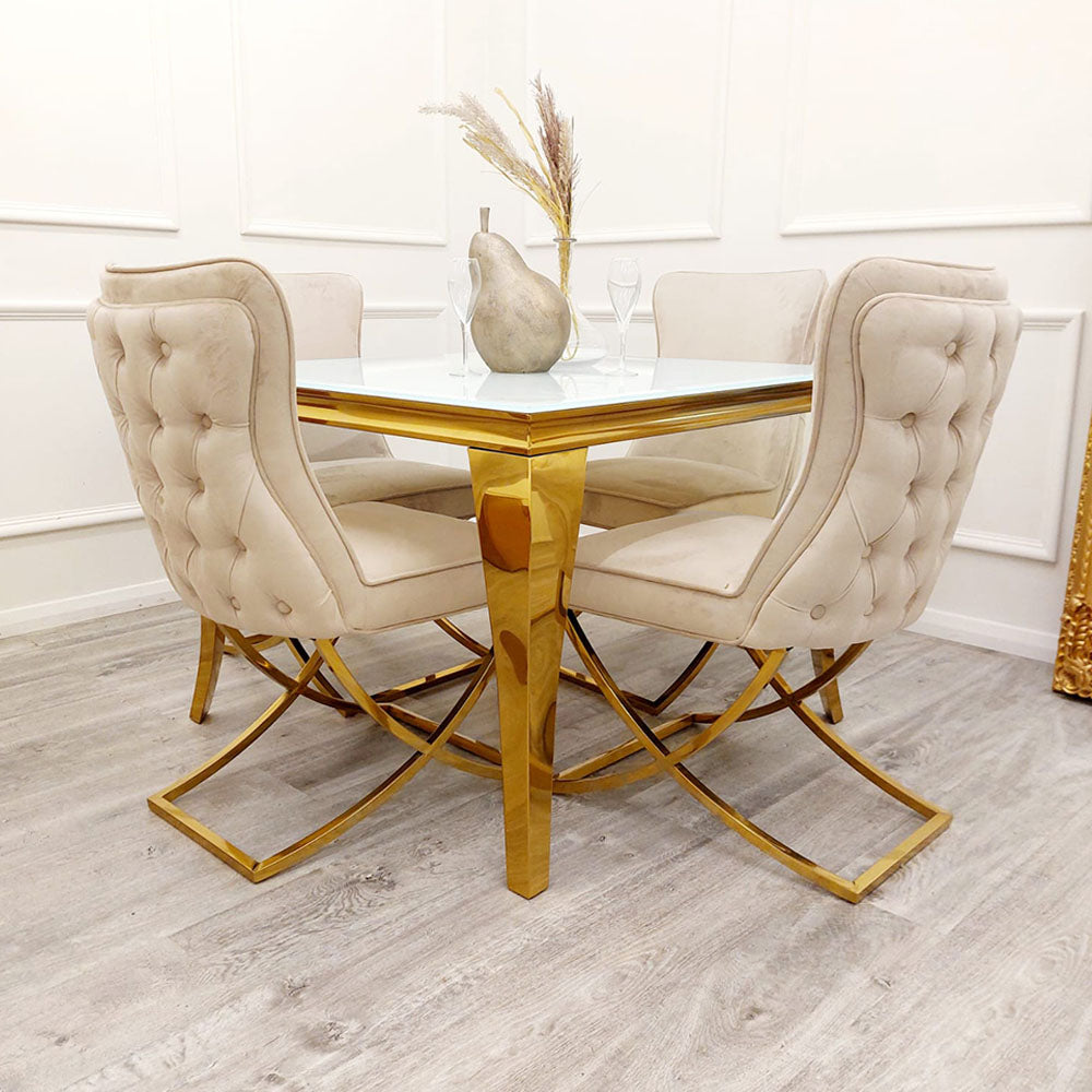 Sandhurst X Leg Dining Chair in Gold Furnish 365 Limited