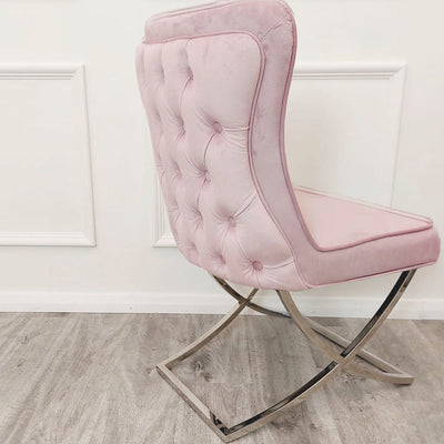 4 x Sandhurst XLeg Chrome Chairs in Pink Furnish 365 Limited