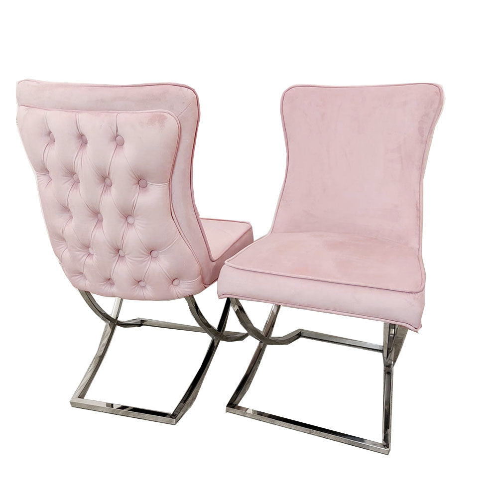 4 x Sandhurst XLeg Chrome Chairs in Pink Furnish 365 Limited